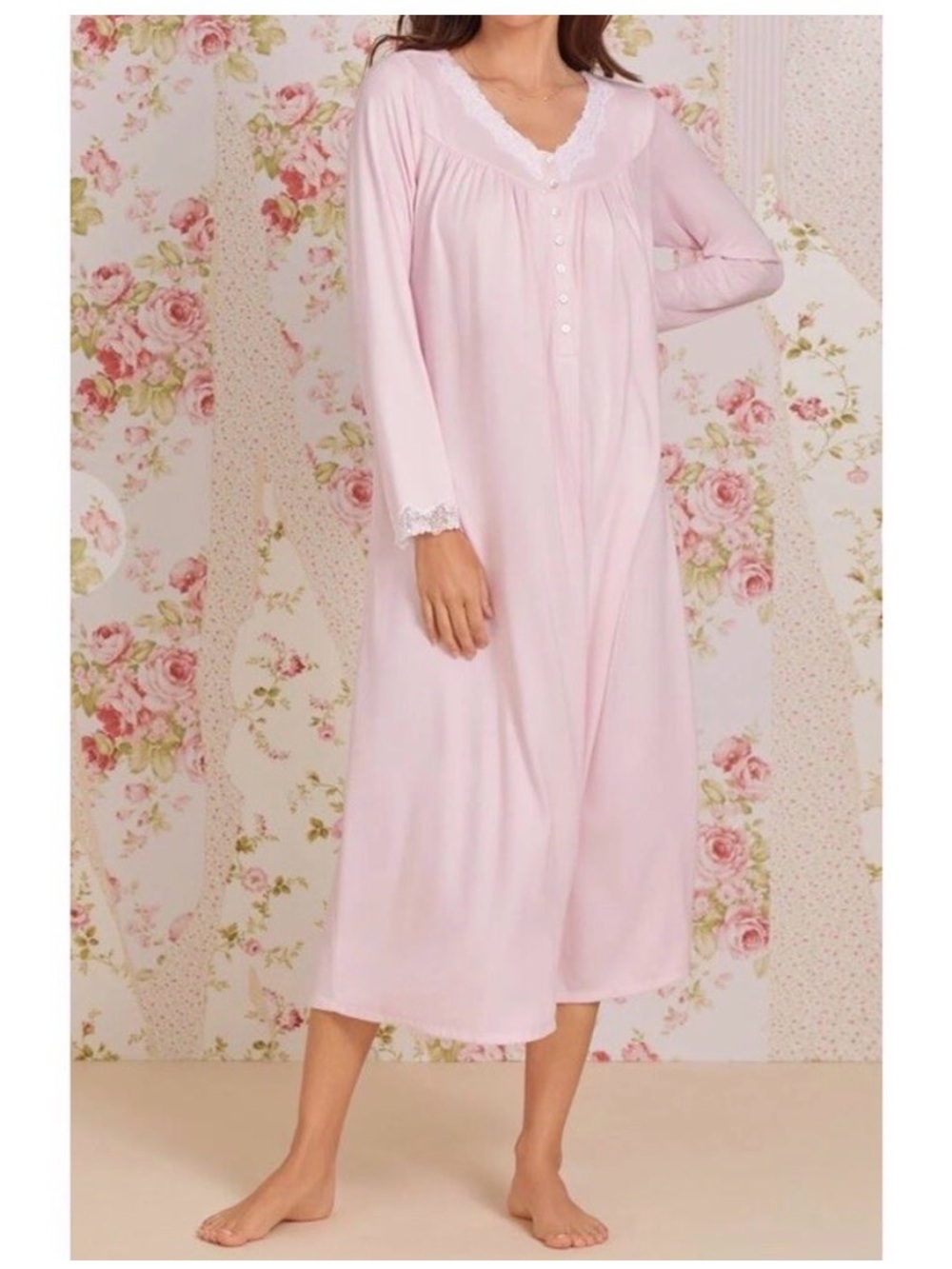 Eileen West Pink White Lace Fairy Tale Cotton Super Soft Nightgown- XL